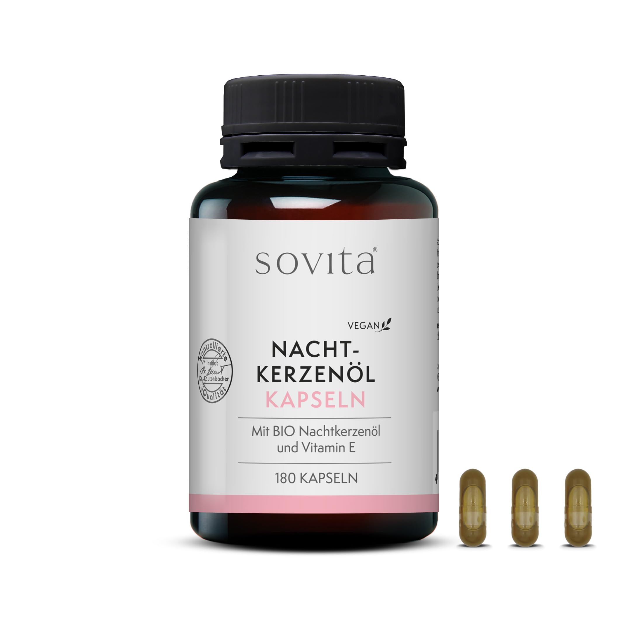 sovita Nachtkerzenöl-Kapseln | Mit den mehrfach ungesättigten Fettsäuren Linolsäure und Gamma- Linolensäure sowie natürlichem Vitamin E | Nahrungsergänzungsmittel | 180 Kapseln
