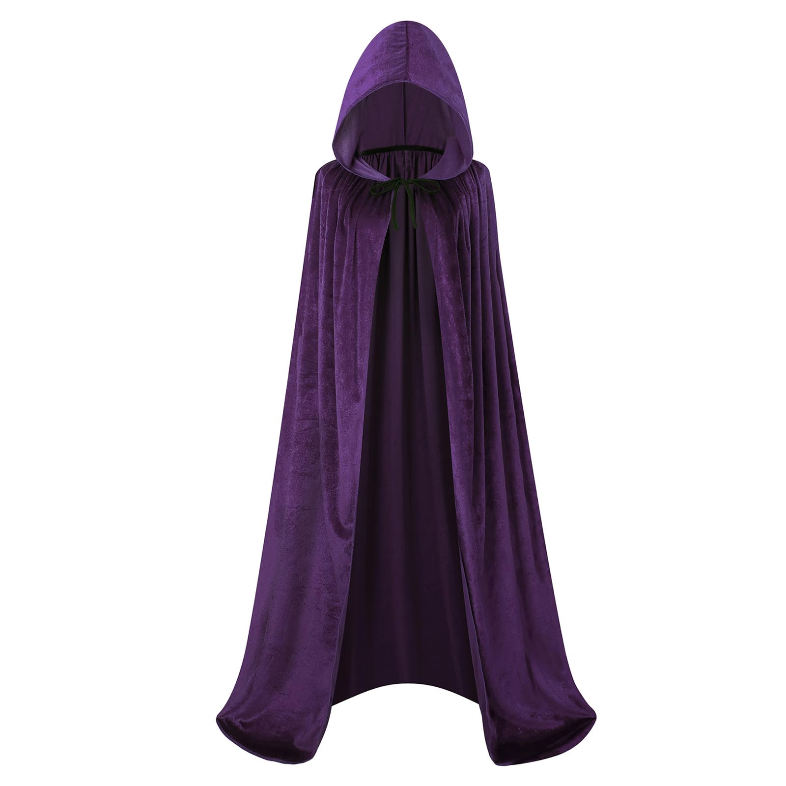maxToonrain Velvet Hooded Cape for Adults, Unisex Cloak with Hood for Halloween Christmas World Book Day Fancy Dress Costume (150cm, Purple)