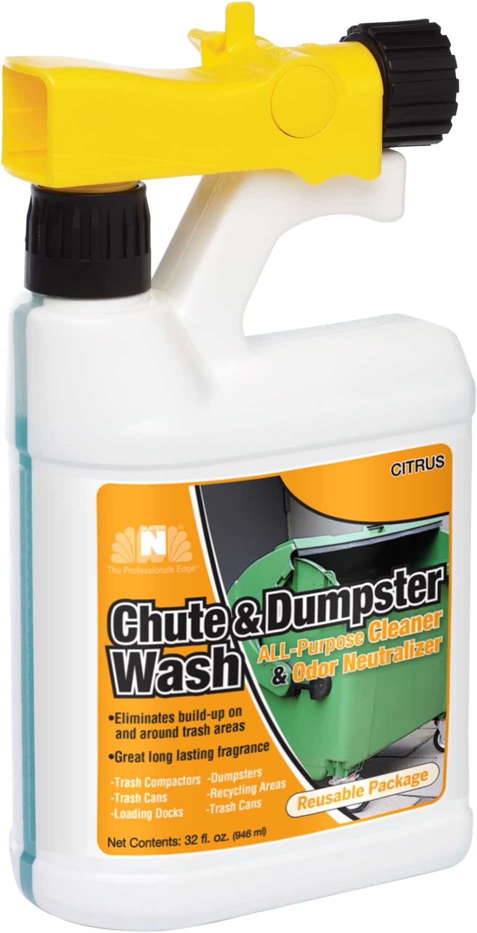 Chute and Dumpster Wash All-Purpose Cleaner concentrate by Nilodor, 1 quart (32 DMPRTU RTU)