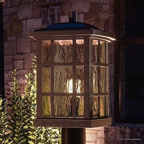 Urban Ambiance Lujo Craftsman - Luz de poste para exteriores, tamaño mediano 16.5 pulgadas de alto x 9.5 pulgadas de ancho, con elementos de estilo