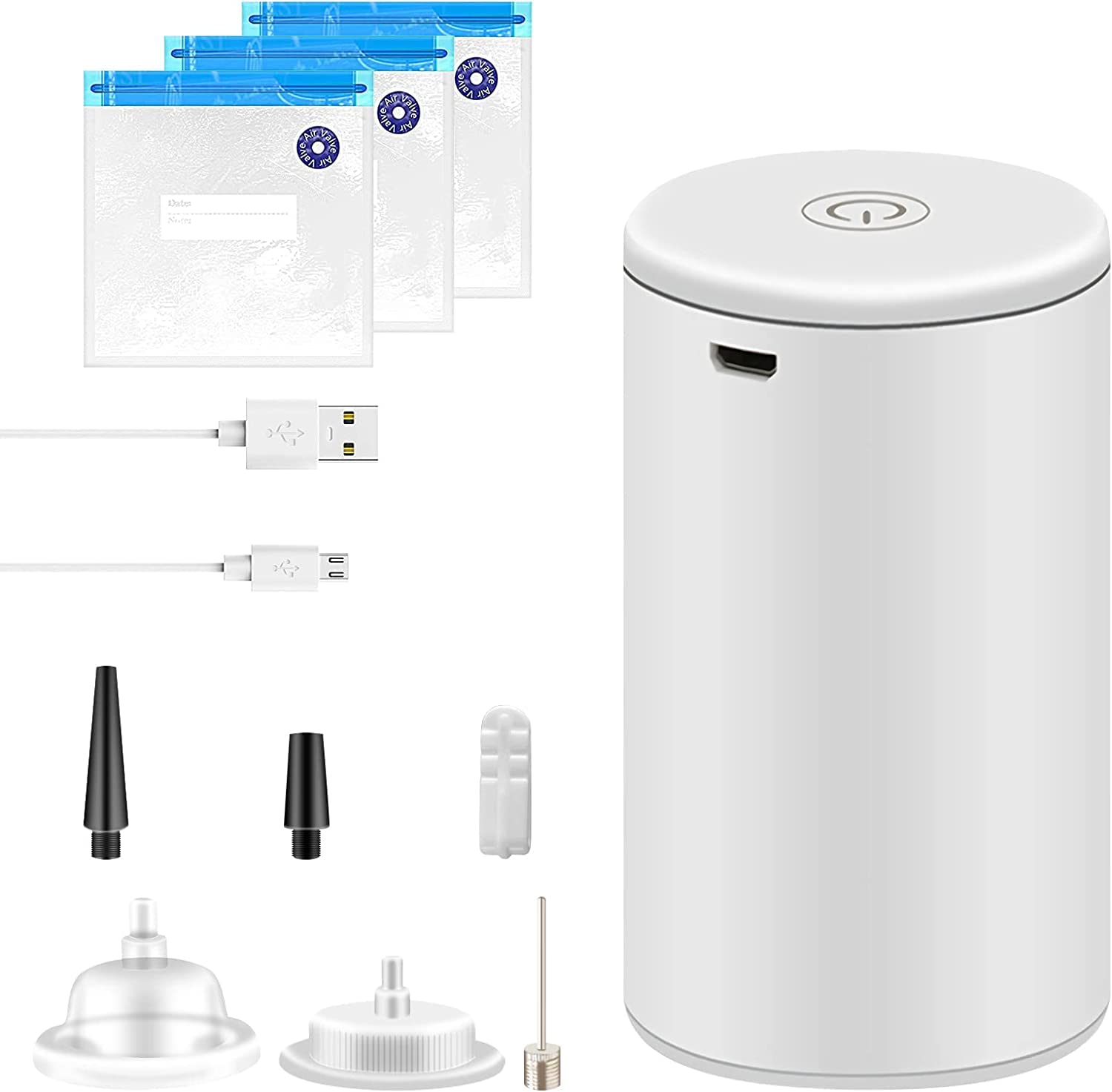 Ubitree Handheld Vacuum Sealer Food Saver - 2 in 1 Electric Compression & Inflatable Air Pump, Rechargeable Mini Food Saver With 3Pcs Reusable Sous Vide Bags