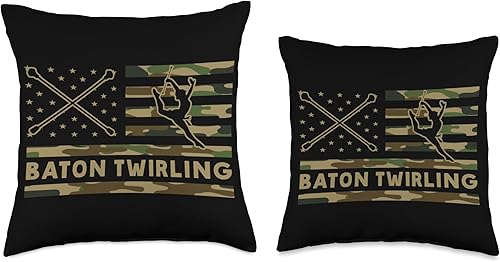 Miniatura 3 de Baton Twirling Twirler Majorettes Clothing Retro American Flag Baton Twirling Twirler Majorettes Throw Pillow 16x16 Multicolor