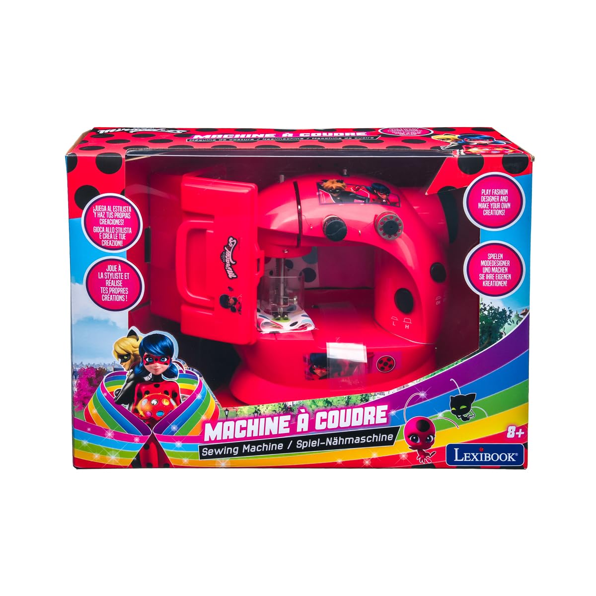 Lexibook Miraculous, Macchina da Cucire con Accessori, Luce e Pedale, Gioco d'imitazione per Ragazze, Gioco di Moda Fashion Design, SW100MILXB