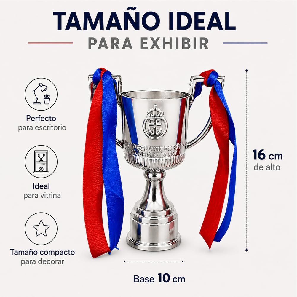 Réplica del Trofeo de Copa del Rey,Trofeo de Campeónes Coleccionable, Recuerdo de Liga de Fútbol,Decoración para Oficina, Bar Deportivo y Hogar, Aficionados al Fútbol