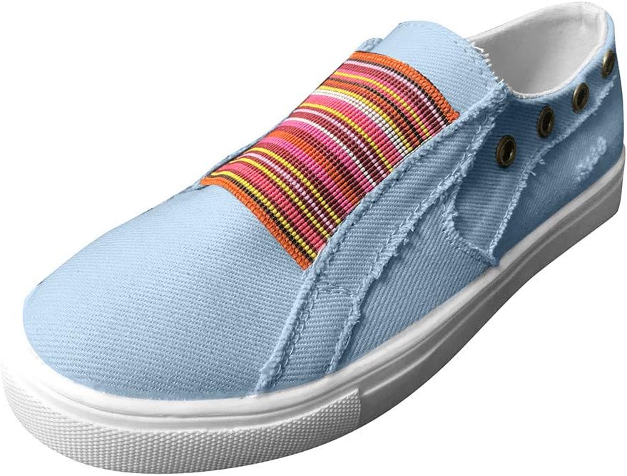 Hotsell〔☀ㄥ☀〕Women's Canvas Slip-on Roundtip Rubber Flat Vintage Oxford Shoes Gym Sports Trainers Lightweight Shoes Low Top Flats Loafers