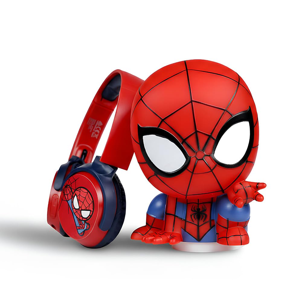 Marvel Spider-Man Kids Bluetooth Headphones with Character Mood Light Gift Set |Twist & Fold Swivel Cups | Kids Safe 85dB Volume Limit |Soft Padded Earcups | Aux Input | 22H Playtime | for Boys-image-38