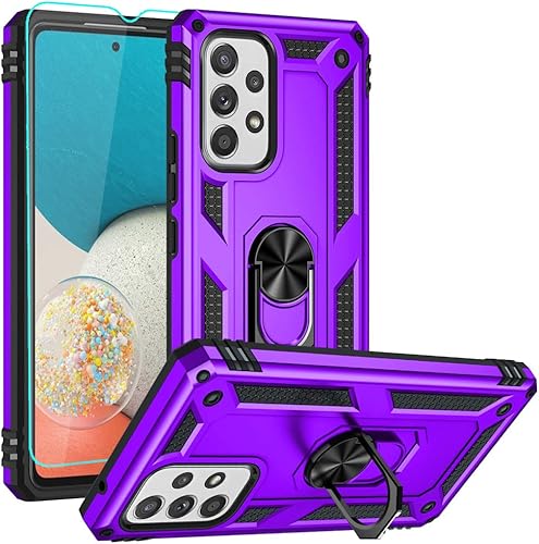 Miniatura 8 de Funda para Galaxy A53 5G, Samsung A53 5G con protector de pantalla HD, soporte de anillo de grado militar, soporte de automóvil de 15 pies, probada