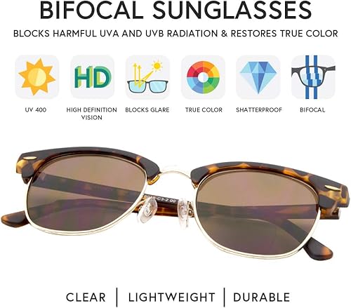 Miniatura 9 de VITENZI Gafas de sol bifocales para hombres y mujeres, lentes de lectura semi sin montura tintadas con lectores - Tivoli