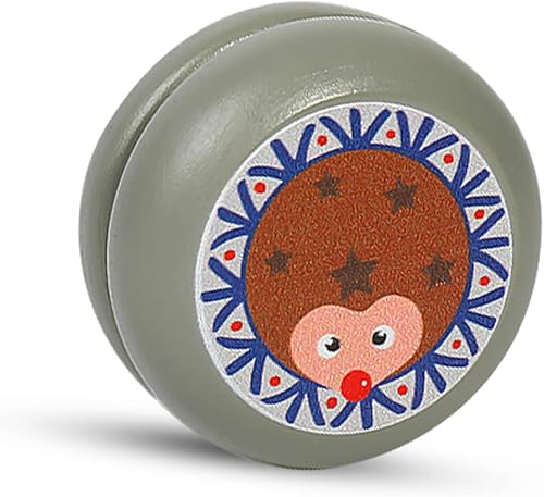 Yoyo de madera para niños lazo de retorno automático regalo para niños fácil de jugar erizo negro