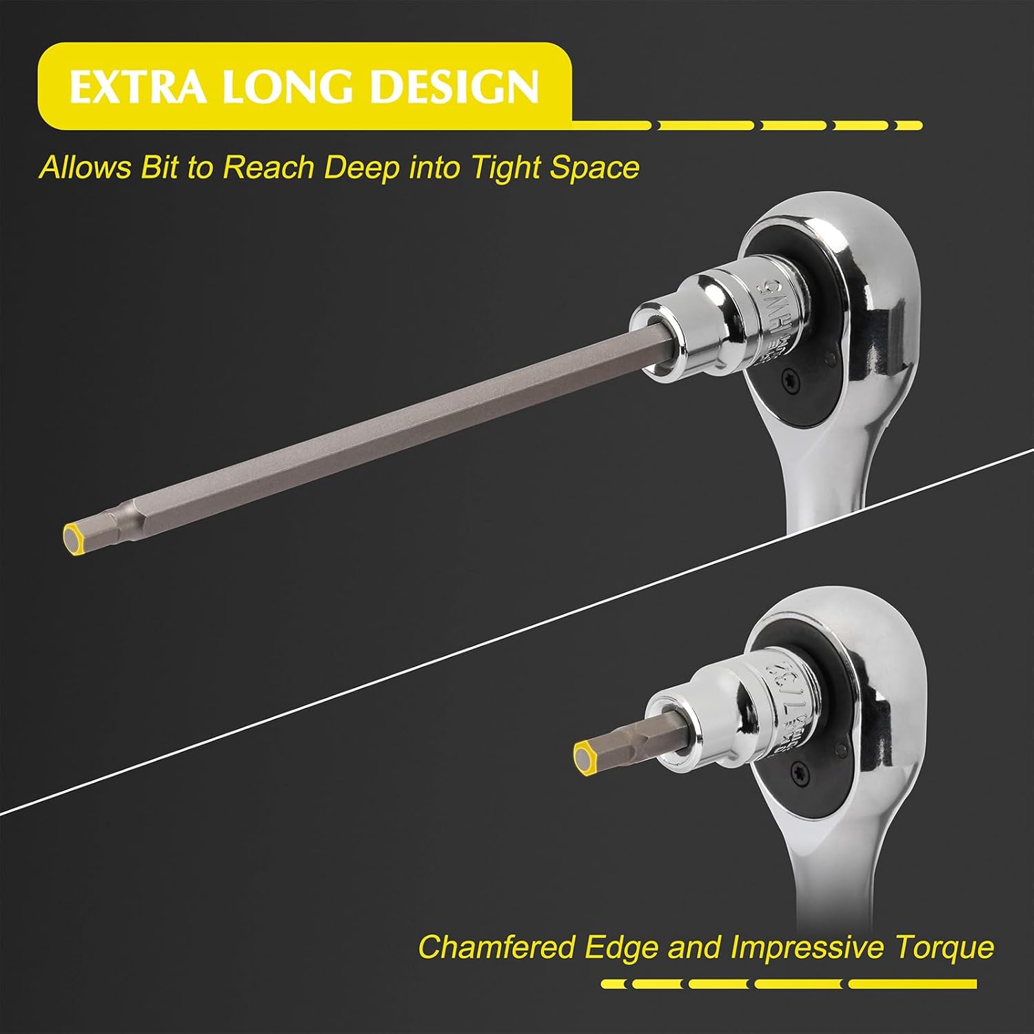 EMENTOL 38PCS 3/8" Drive Hex Bit Socket Set, CR-V, S2 Steel, SAE/Metric, Extra Long and Standard Allen Hex Bit Socket Set, 1/8 Inch - 3/8 Inch, 3mm - 10mm