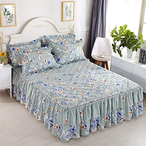 Épaissir Volants Jupe De Lit Bebe Antidérapant Matelassé Cache Sommiers Seul Double Couvre Sommier Lit Chambre à Coucher Enrouler Autour Doux Jupe SommierC-120x200cm(47x79inch) Cover