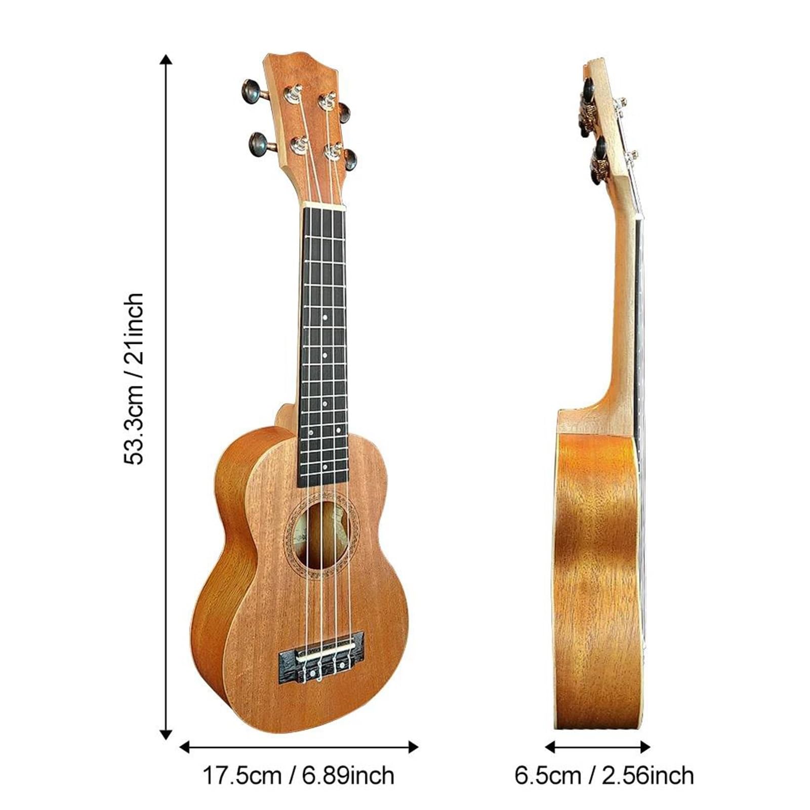 Ukulele 21 Zoll Akustik Ukulelen Set Mit Tasche Saiten Stimmgerät Massivholz Anfänger Erwachsene(Light Brown)