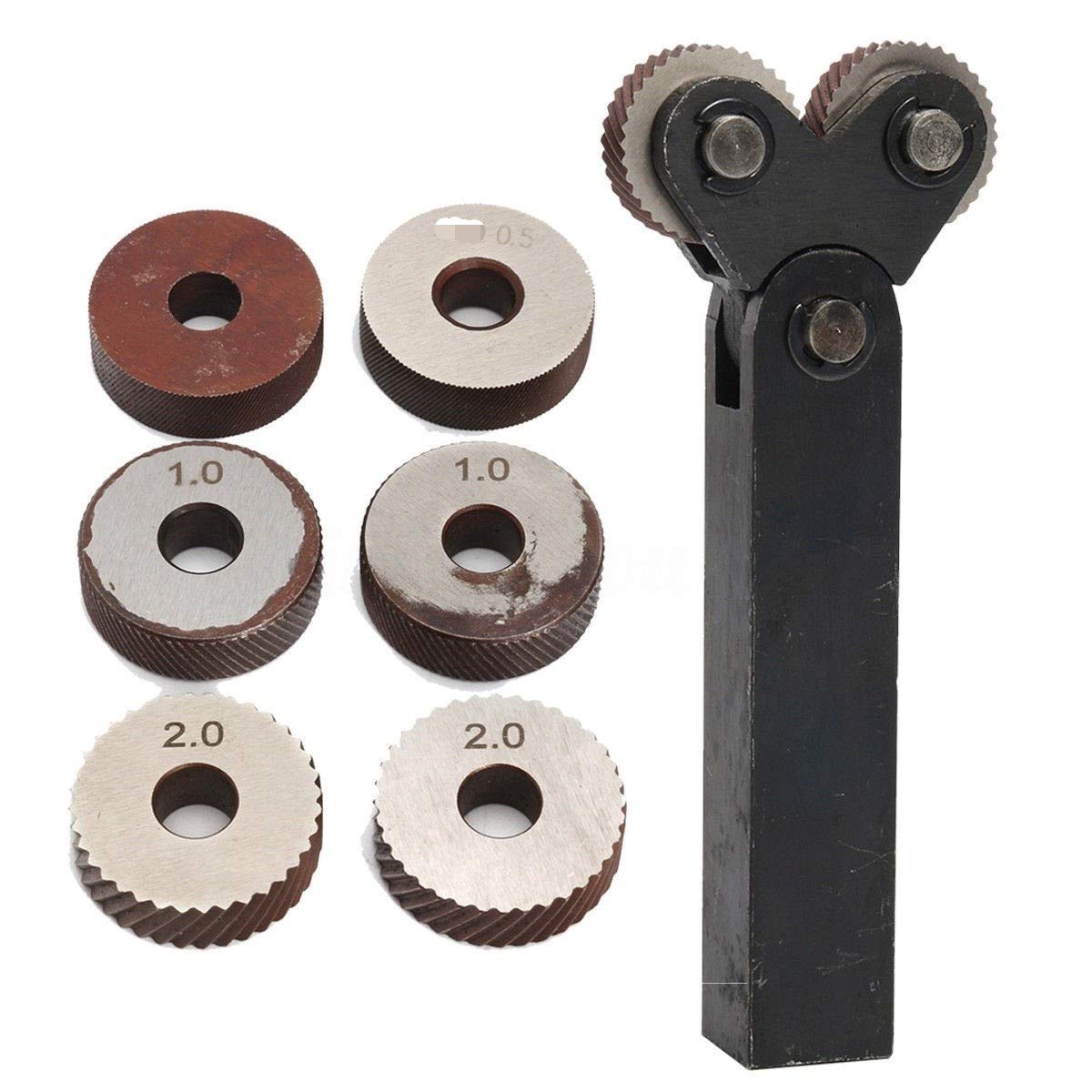 1set 26mm Dual-Rad Rändelwerkzeug 0.5mm 1mm 2mm Stahl Dia Doppelräder Linear Pitch Knurl Set Lathe Cutter Werkzeugmaschinen Handwerkzeug-Sets