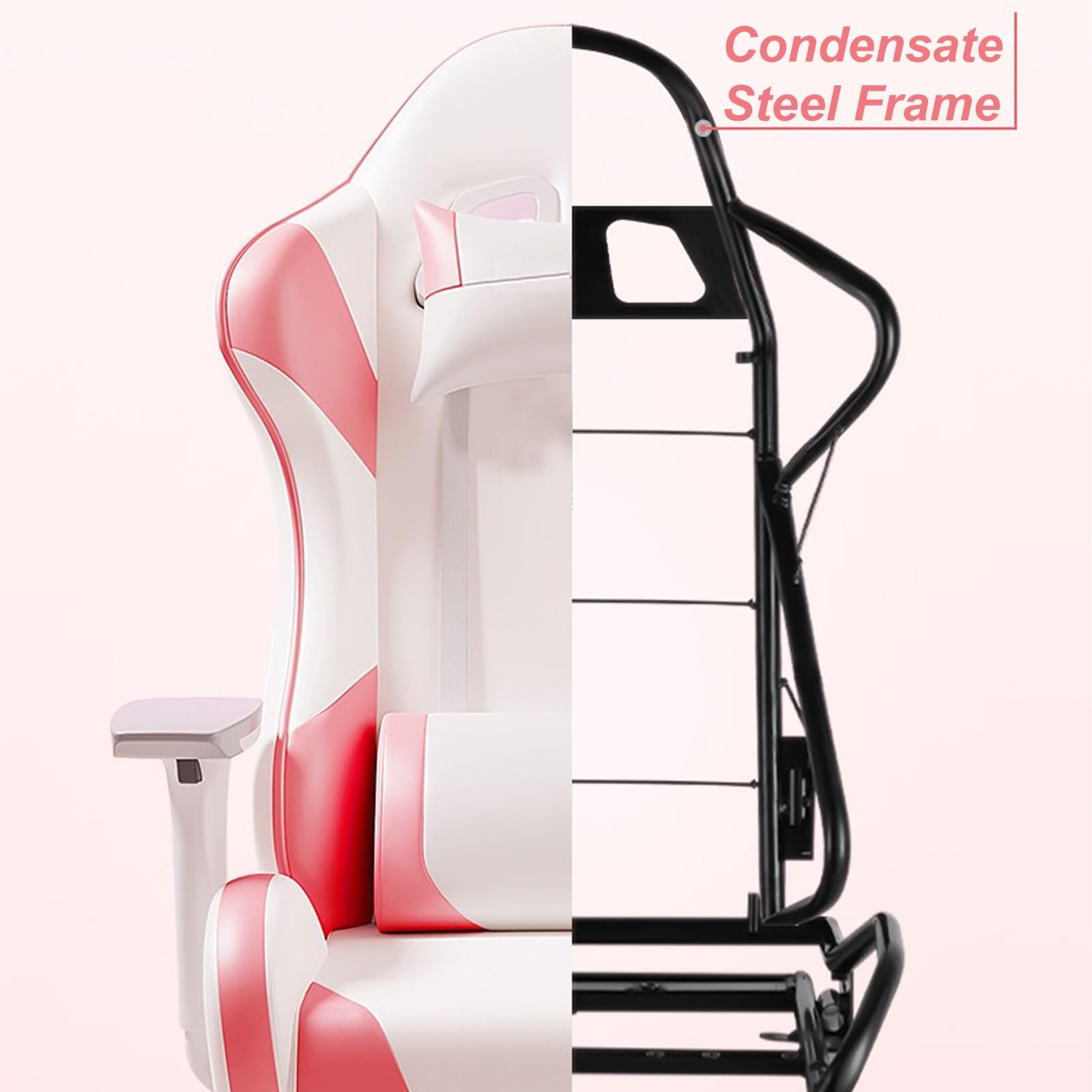 Sedia da gioco ergonomica, sedia da scrivania con supporto lombare e poggiatesta, schienale regolabile fino a 155° per giocare e lavorare, seduta confortevole