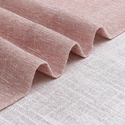 Image of Vision Home Pink Pinch Pleated Semi Sheer Curtains for Girls Bedroom Living Room Textured Light Filtering Window Curtains 72 inch Rayon Blended Pinch Pleat Pink Drapes with Hooks 2 Panels 40 inch Wx72 L