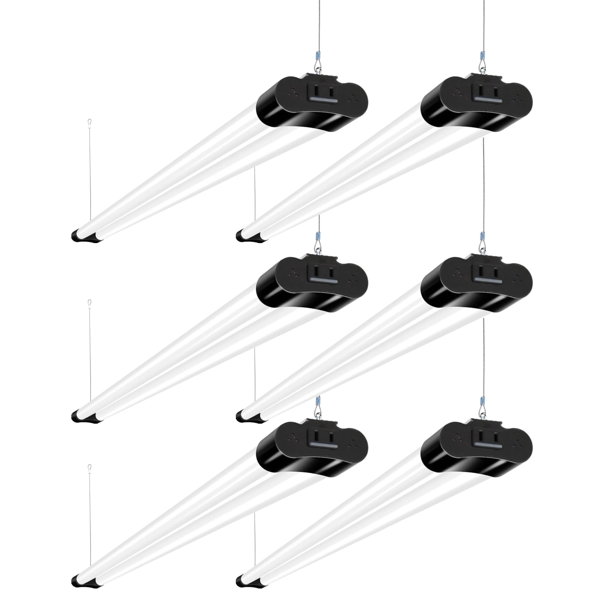 hykolity 6 Pack 4FT Linkable LED Shop Light Utility Shop Light Fixture 4400lm 42W 250W Equivalent 5000K Daylight