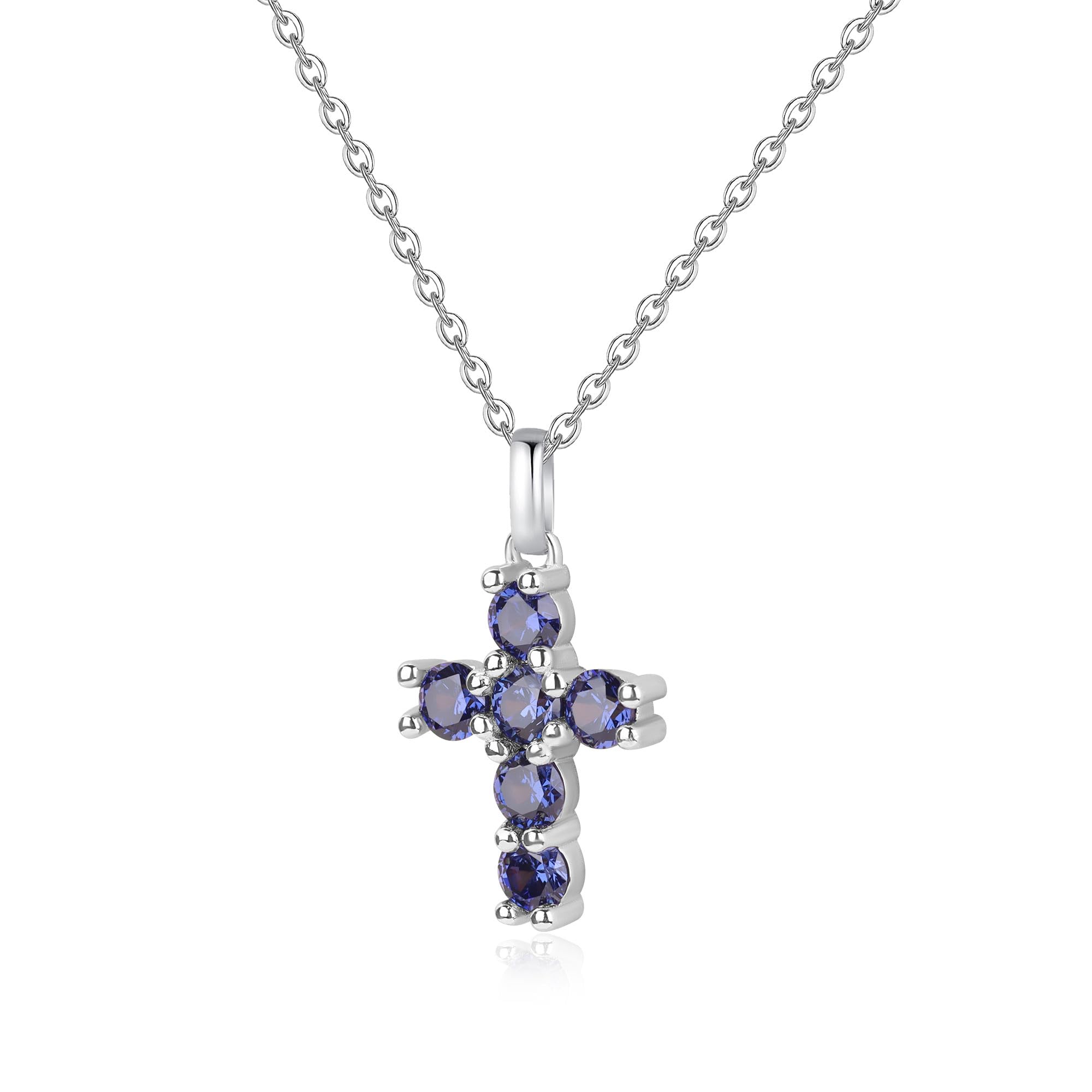 GAVU Collier Argent 925 Femme, Croix Chrétienne Femme, Collier Confirmation, Pendentif Zircone Cubique