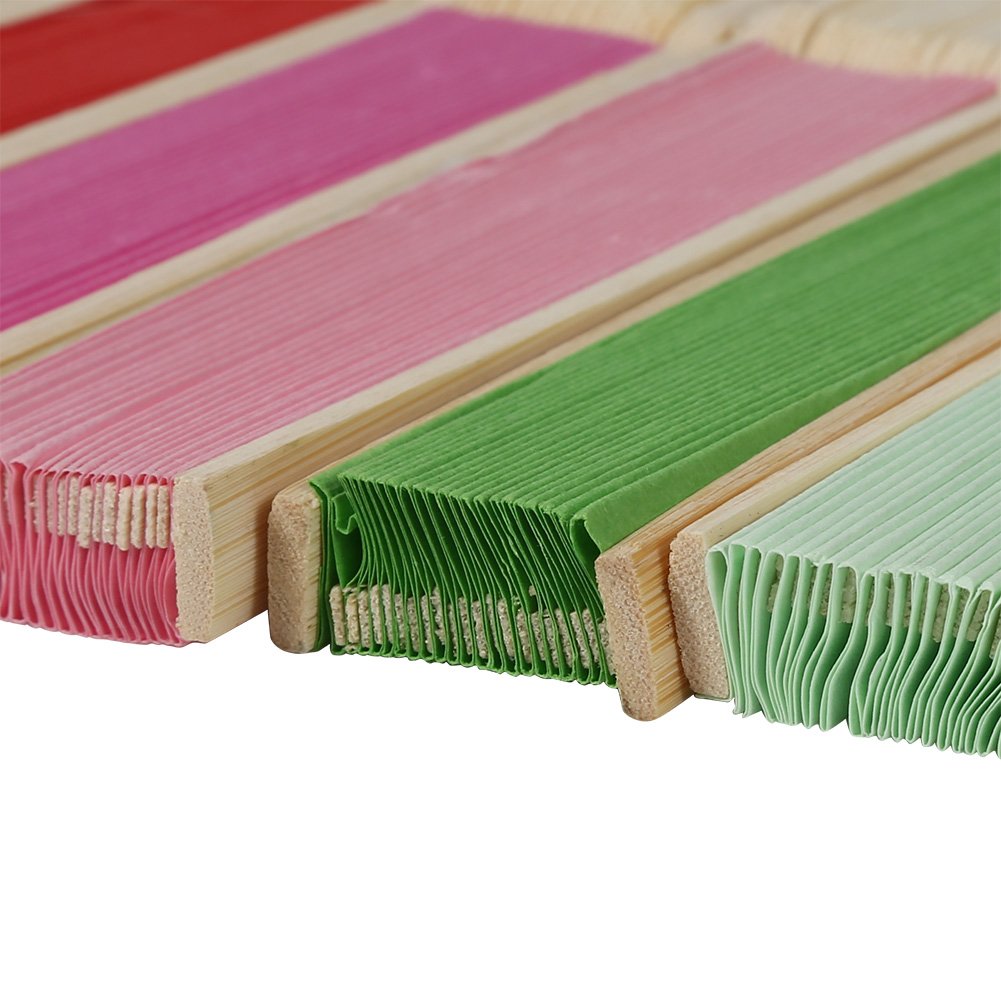 Children's DIY Blank Color Paper Fan with Bamboo Ribs - Wedding Shower Party Decor Chinese Folding (5#), 21 x 2.3cm / 8.3 x 0.9inch - Image 2