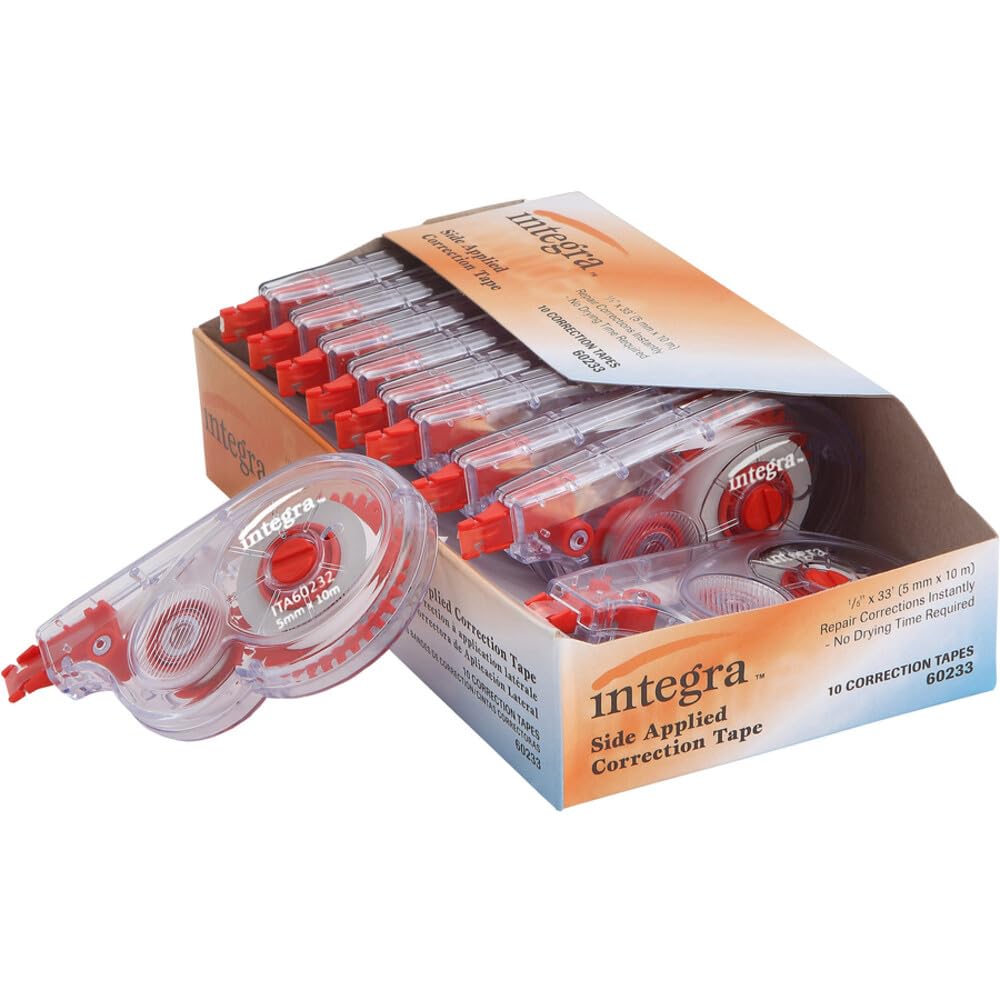 Integra cinta correctora, resistir Tear, 1/5 x 394 cm, 10 por paquete, dispensador de humo (ita60233)