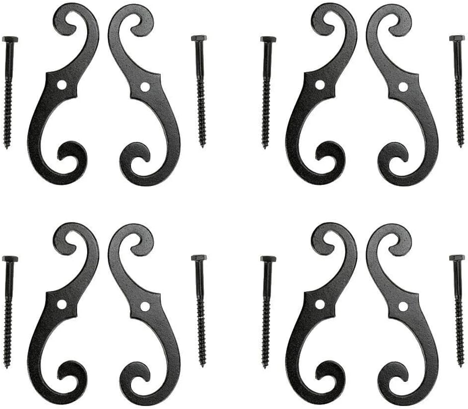 for Pairs of Vintage Shutter Dogs S Shaped Shutter Hardware in Black Pack of 4