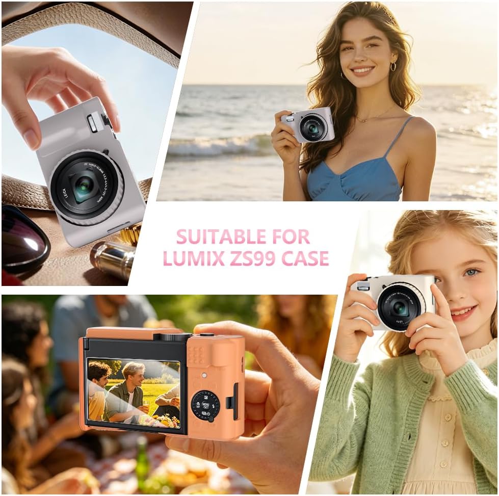 Silicone Case for Panasonic LUMIX ZS99 Digital Camera with with Removable Lens Cover and Screen Protector and a Lanyard for Panasonic LUMIX ZS99 Accessories -(Orange)
