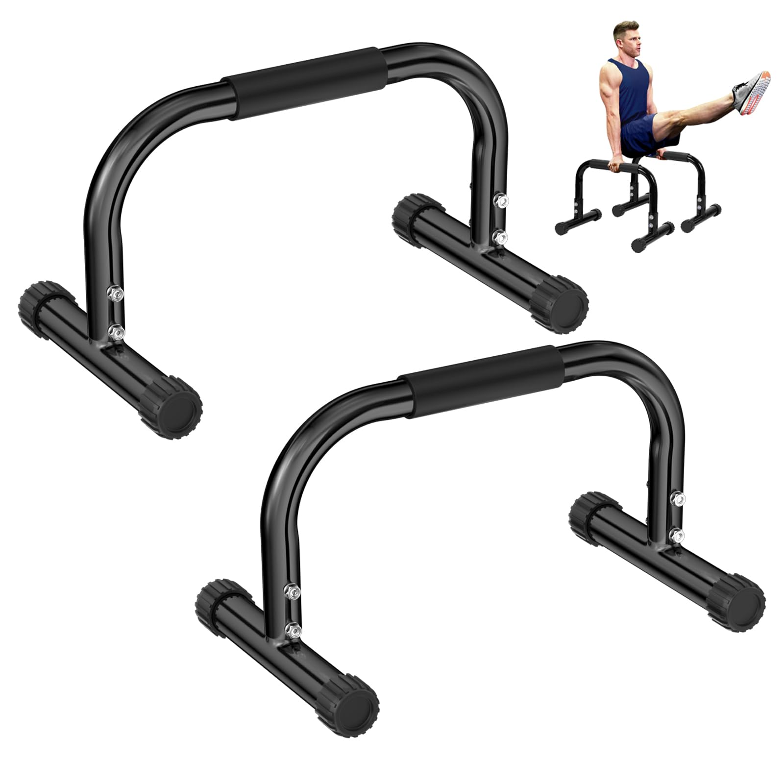 Barras Paralelas Calistenia Acero, Soporte Flexiones, Dip Bar Station, Fitness Parallettes con Asas Antideslizantes
