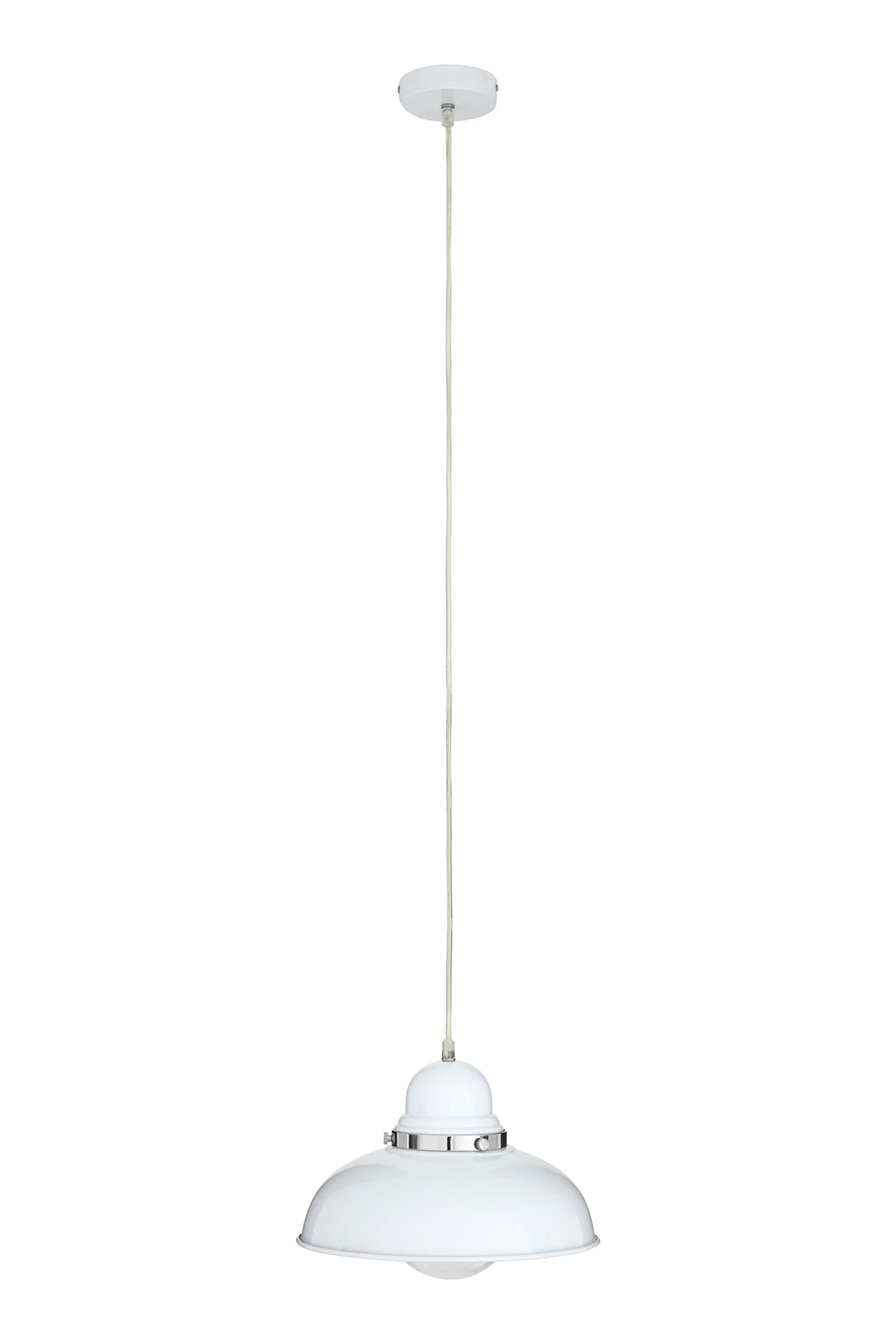 Orsina White Finish Pendant Light With Chrome DetailStreamlined Hanging LampGlossy Urban Ceiling Fixture from B&Q