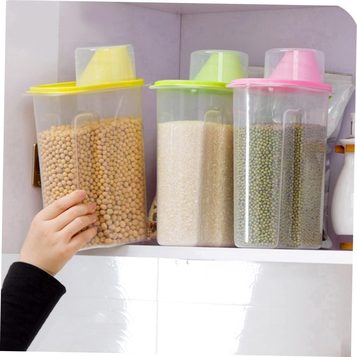 Beans Storage Box Airtight Food Storage Container Grains Container Plastic Cutlery Organizer Plastic Container Clear Plastic Containers Dry Goods Cereals Biscuit Blue Food Tea Pot