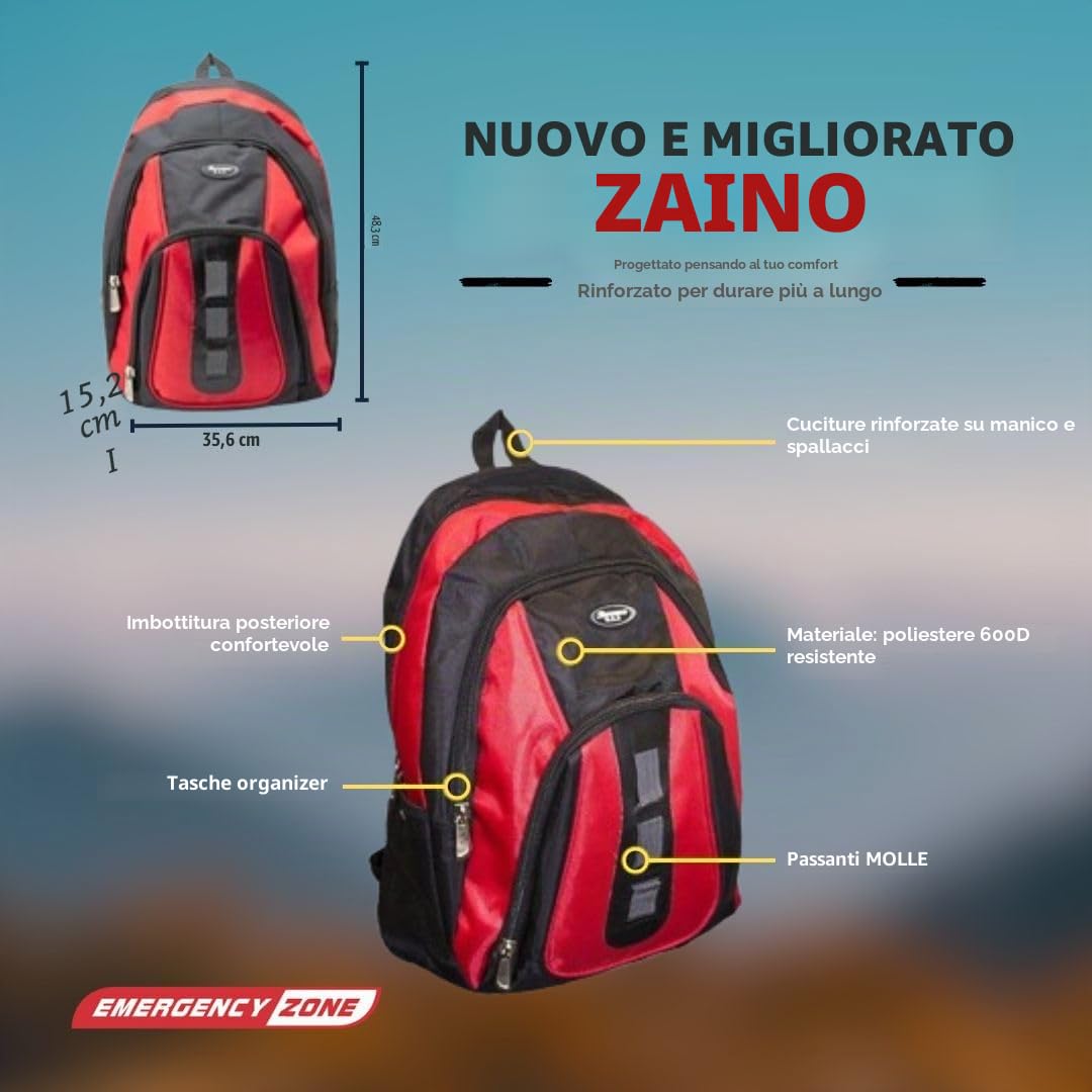 Essentials Kit di sopravvivenza completo Deluxe per 2 e 4 persone, Bug-Out-Bag, kit di emergenza per incendi, uragani e altri disastri naturali