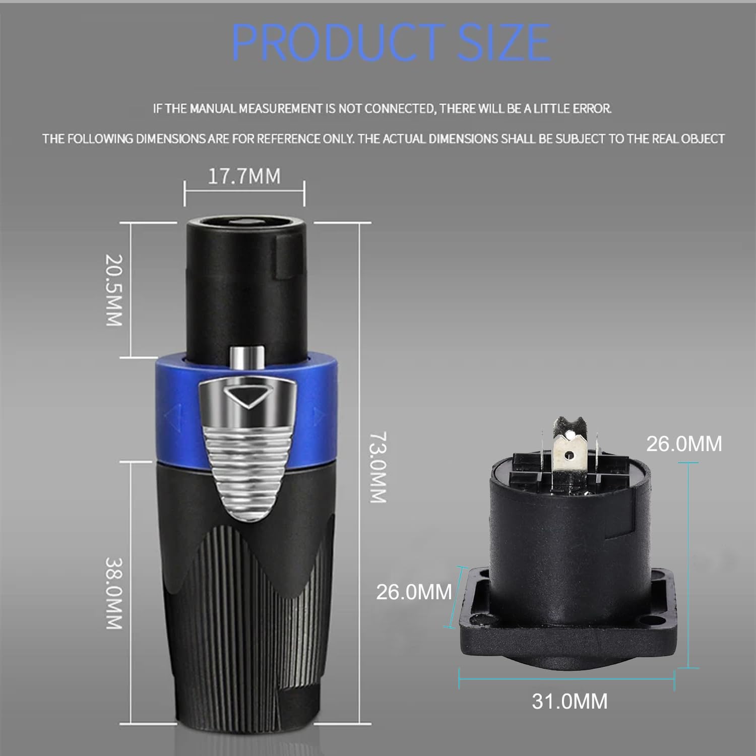 Greluma 4 Set Kit de connecteurs Speakon, fiches de haut-parleur 4 broches à verrouillage rotatif et prises de montage sur panneau de châssis, compatibles NL4FC, NL4FX, NL4MPR