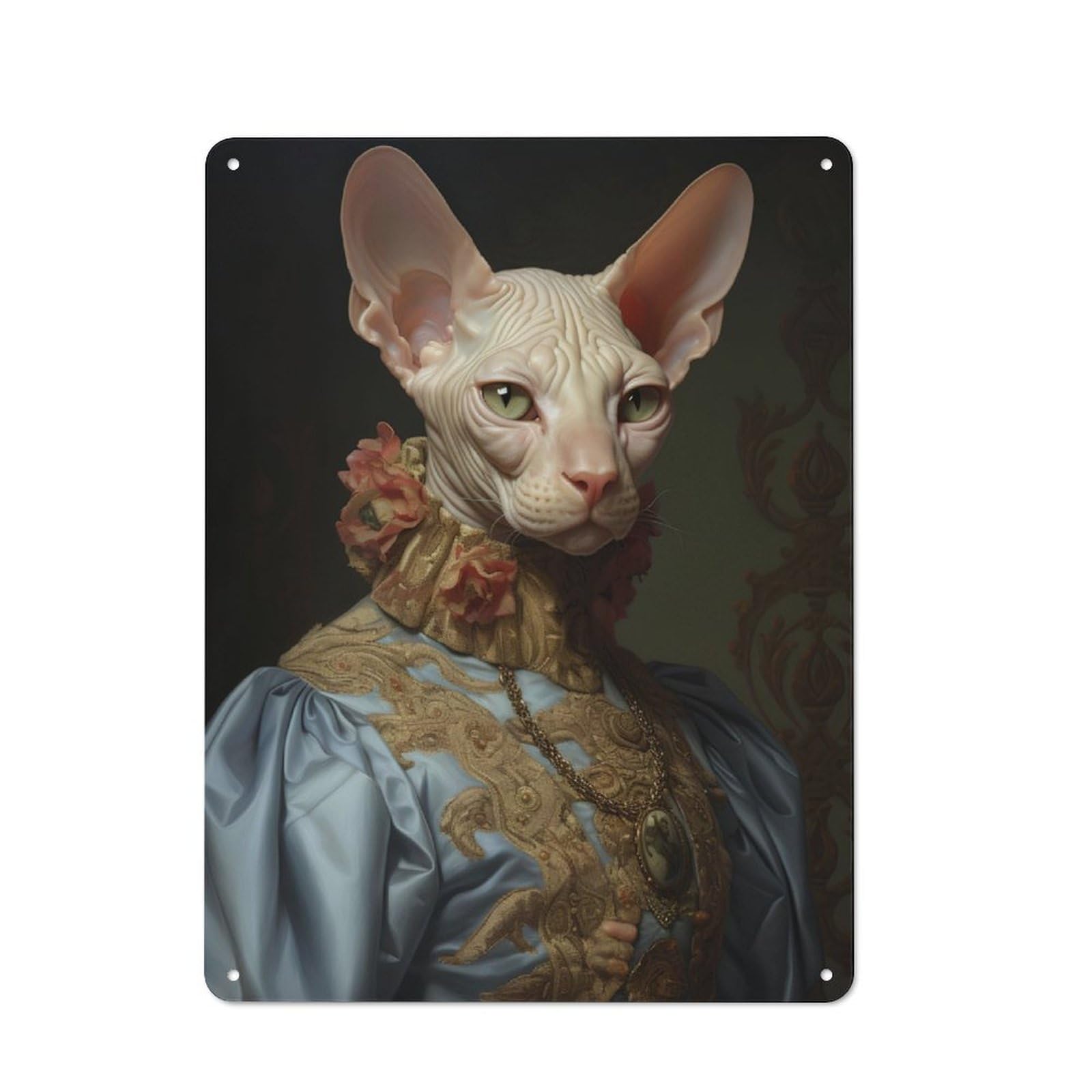 Junmoney Sphynx Cat Queen Vintage Metal Sign 40X30cm For Guest Room Or Hallway, Suited To Guest Room Decorators