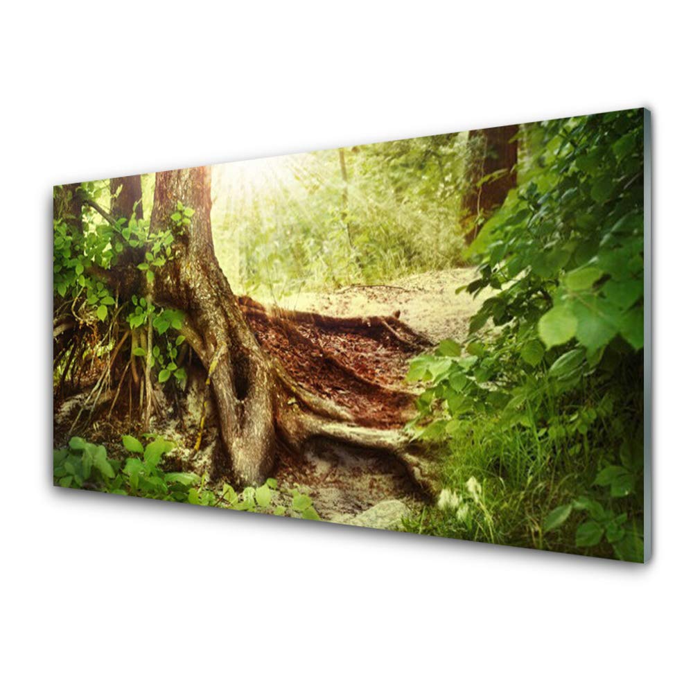 Tableau déco mural moderne nature pour sublimer l'ambiance du salon avec un tronc d'arbre