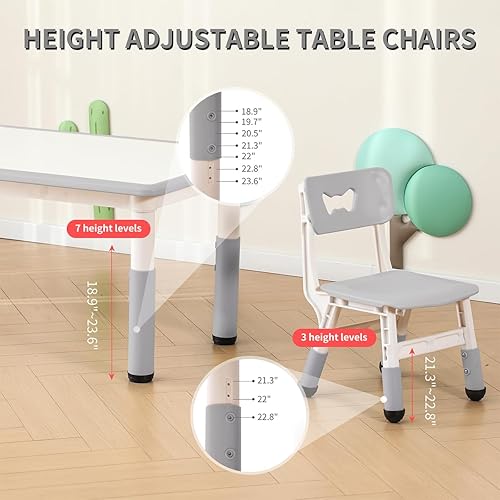 Miniatura 2 de Mesa y sillas para niños, mesa y sillas para niños pequeños, mesa para niños (6 sillas), juego de mesa y silla para niños, juego de mesa y silla