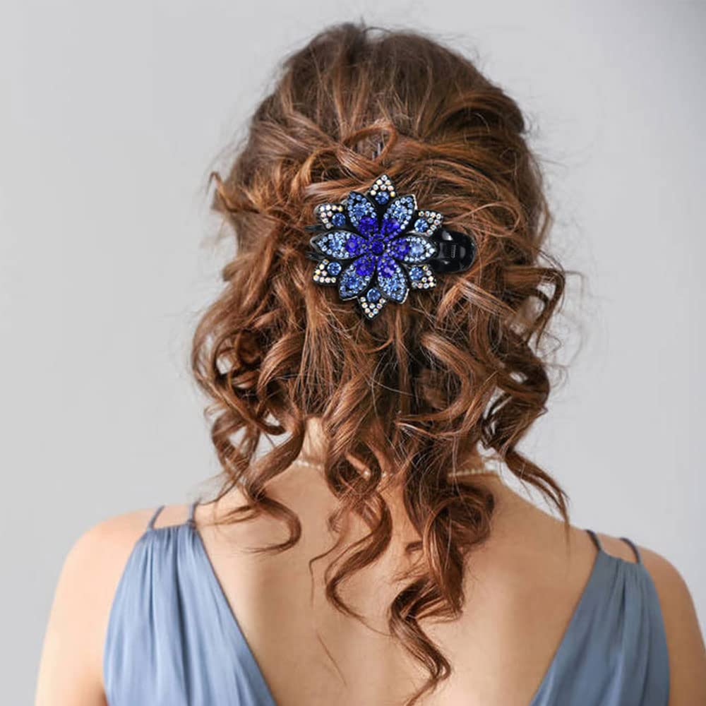inSowni Paquete de 4 pinzas para el cabello con cristales brillantes con purpurina de lujo, pinzas para el cabello, horquillas coreanas, accesorios para el cabello para mujeres y niñas
