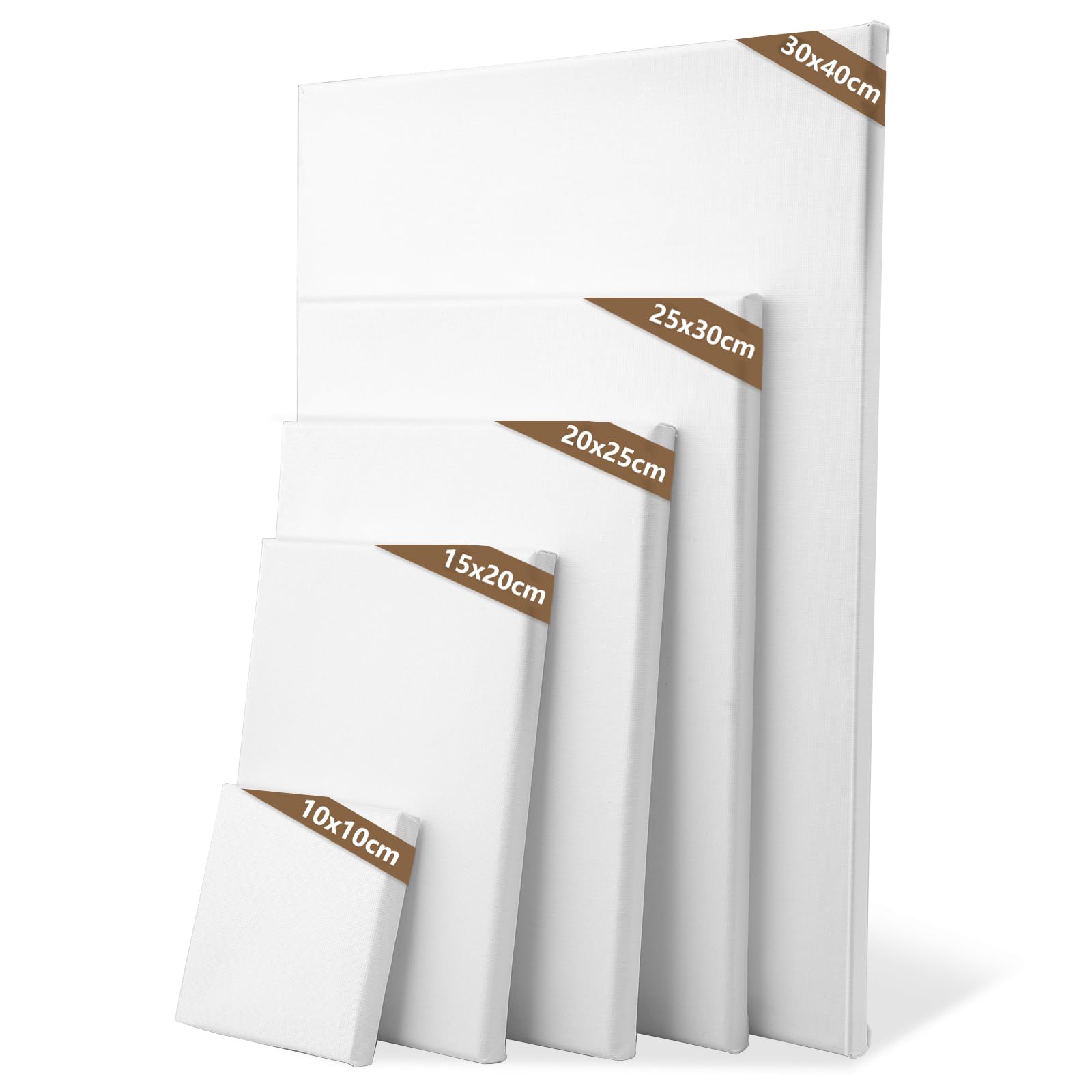 Tela per Dipingere Set 5 Tele 100% Cotone Canvas 30x40 25x30 20x25 15x20 10x10 cm Olio Acrilico