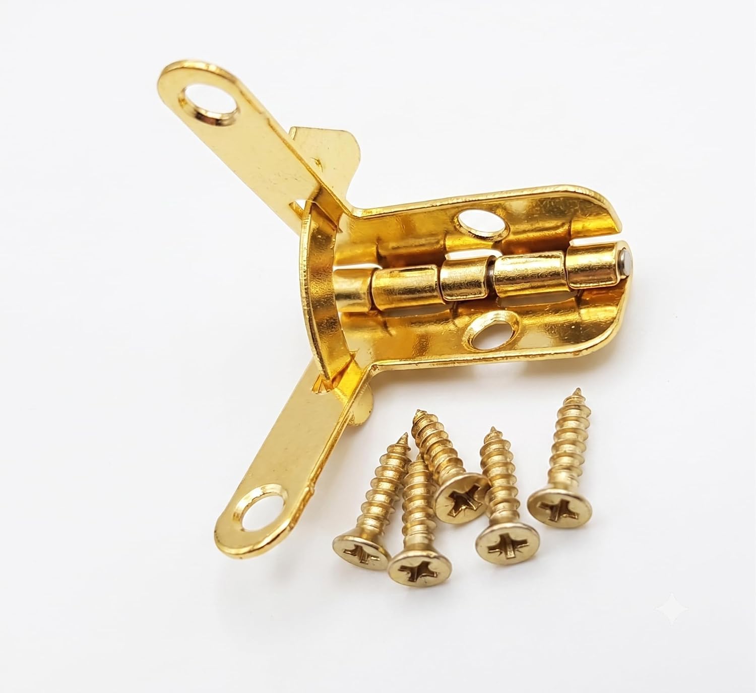 Tia Small Metal Hinge for Wooden Jewelry Box Gift Box Furniture Hardware,Cabinet Door,Small Box Hinge with Screws- (Golden Hinge-23mm-90 Degree, 2Pcs)