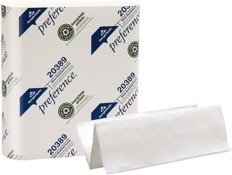 Georgia Pacific 20389 Preference Multifold Paper Towels, Poly Case, White, Poly-Bag Protected (1 Individual Pack of 250)