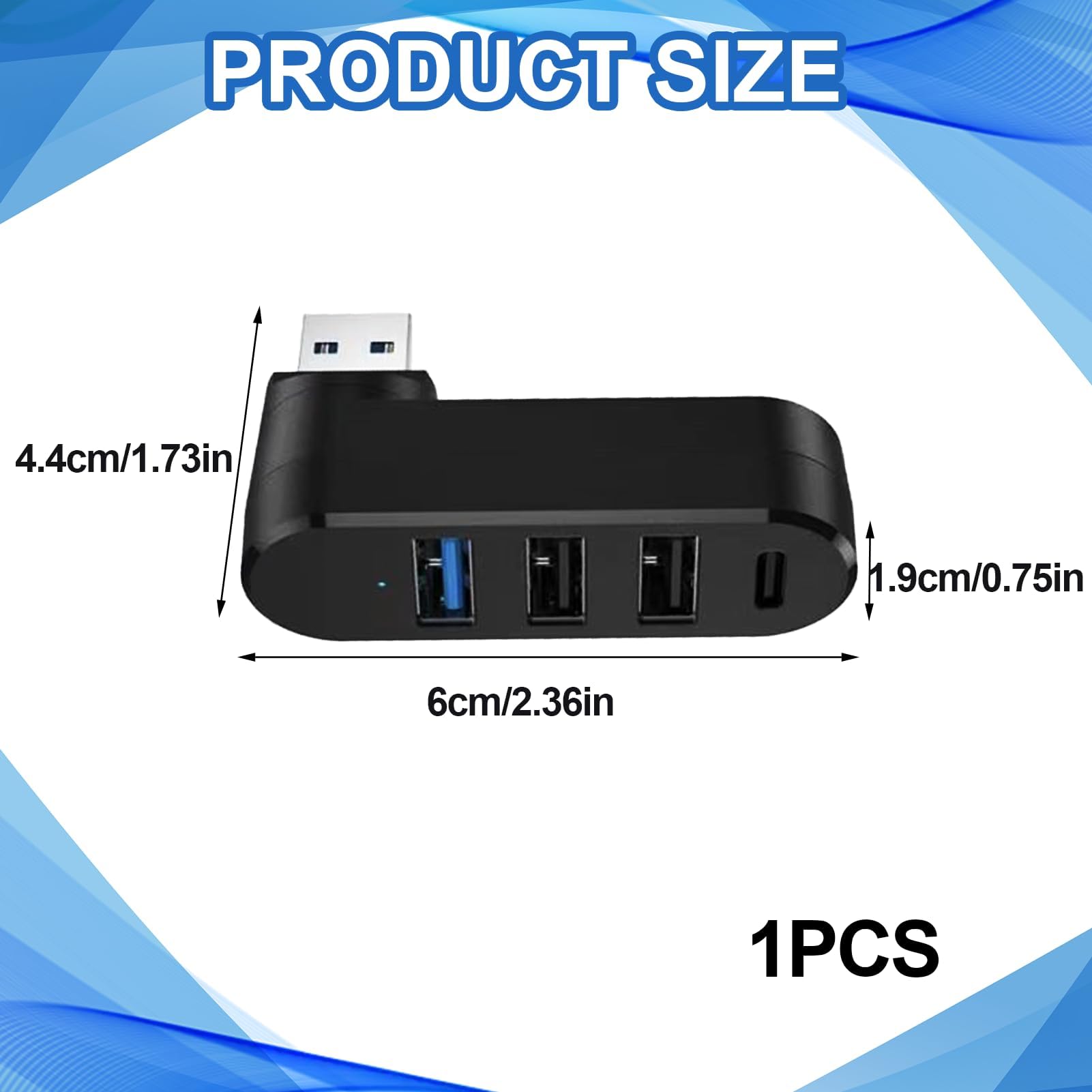 Hub USB 3.0 A 4 Porte Con Connettore Girevole 90°/180° – 3 USB-A E 1 USB-C, Mini Distributore Portatile Per PC, MacBook E Auto, Trasferimento Dati Fino A 5 Gbps