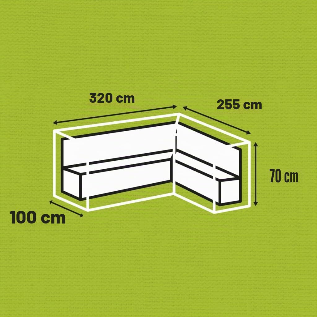 Madison Gartenmöbel Lounge Abdeckung Schutzhülle Abdeckplane Abdeckhaube Schutzplane Garten Lounge 320x255x70 cm Rechts L-Form Grau Wasserdicht