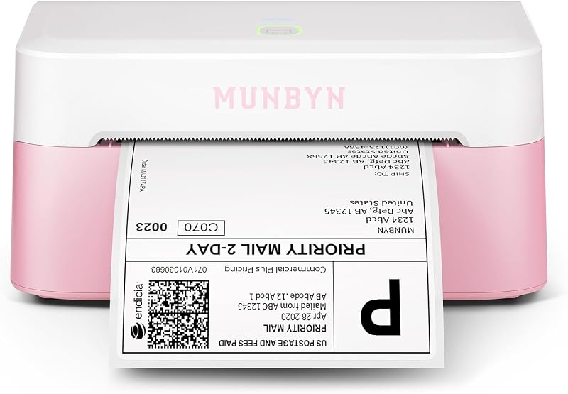 MUNBYN Impresora térmica de etiquetas Bluetooth, Impresora inalámbrica de etiquetas de envío 4x6 | Trabaje para pequeñas empresas, compatible con Android, iPhone, Windows, Mac, Chromebook, ancho de impresión de 1,57 a 4,25 pulgadas.