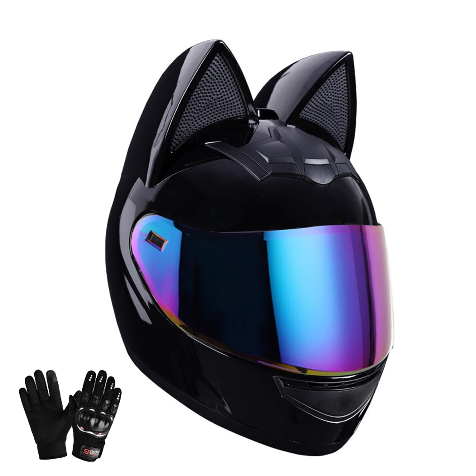 Kask Motocyklowy Integral Kask Z Kotem Uszy Z Osłona Przeciwsłoneczna Kask Motocyklowy Dostosowane Zatwierdzony DOT/ECE Dla Młodych Mężczyzn I Kobiet Kask Motocross