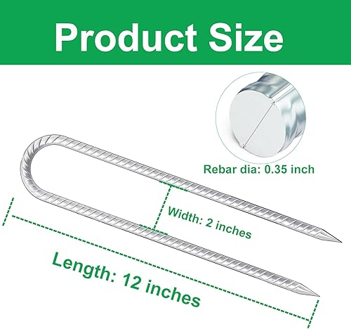 Miniatura 2 de Estacas de viento para trampolines, paquete de 4 estacas de 12 pulgadas, en forma de U, resistentes, anclaje de seguridad para el suelo, estacas de