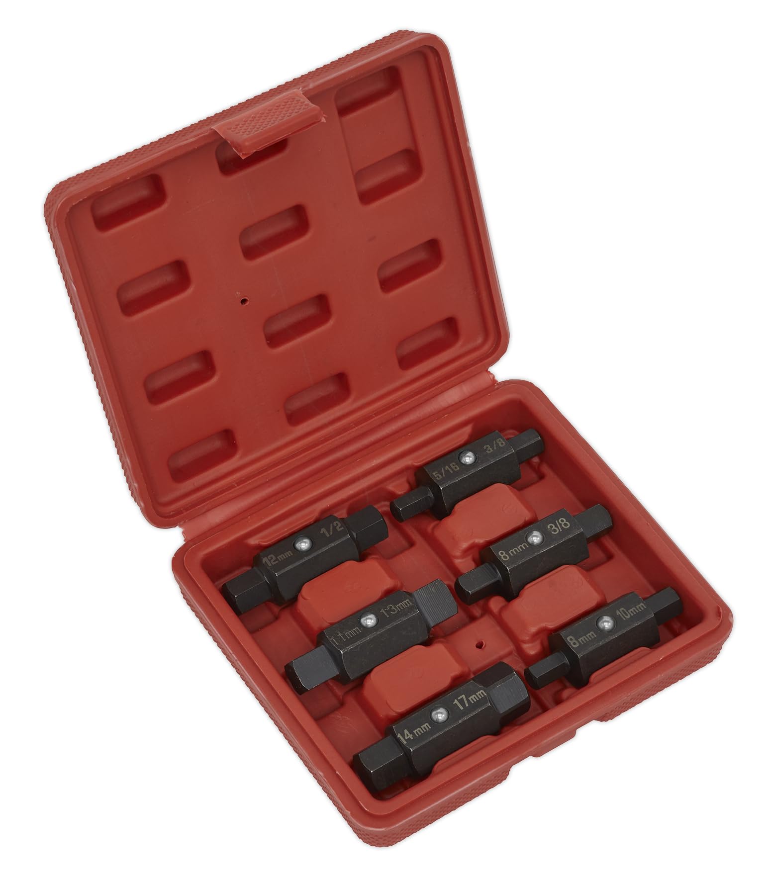 Sealey AK658 Double End Oil Drain Plug Key Set 6pc