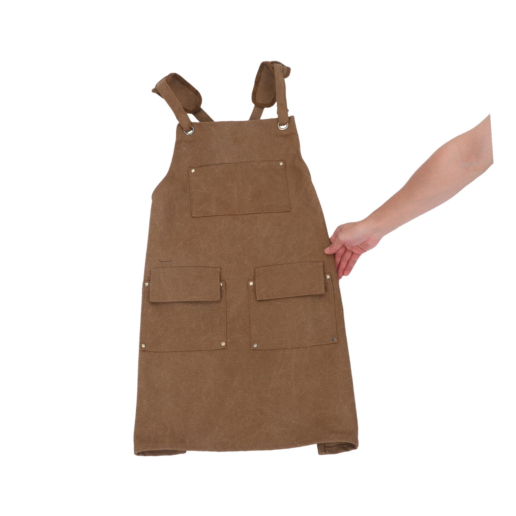 Didiseaon delantal de trabajo con bolsillos mono de trabajo delantal de taller para mujer Light Brown