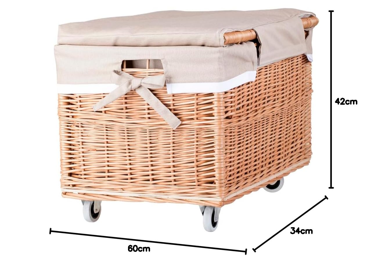 Cajón, cesta grande, cesta, maletero, caja de almacenamiento de mimbre (natural, beige)