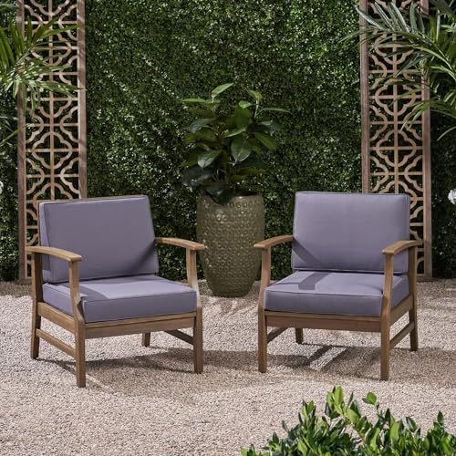Image of Krishna Wood Decor Wooden Armchair Set of 2 Solid Sheesham Wood || Patio,Outdoor,Garden Chair, Balcony Indoor Chair || Blue Cushions, Bedroom Furniture || Walnut Finish