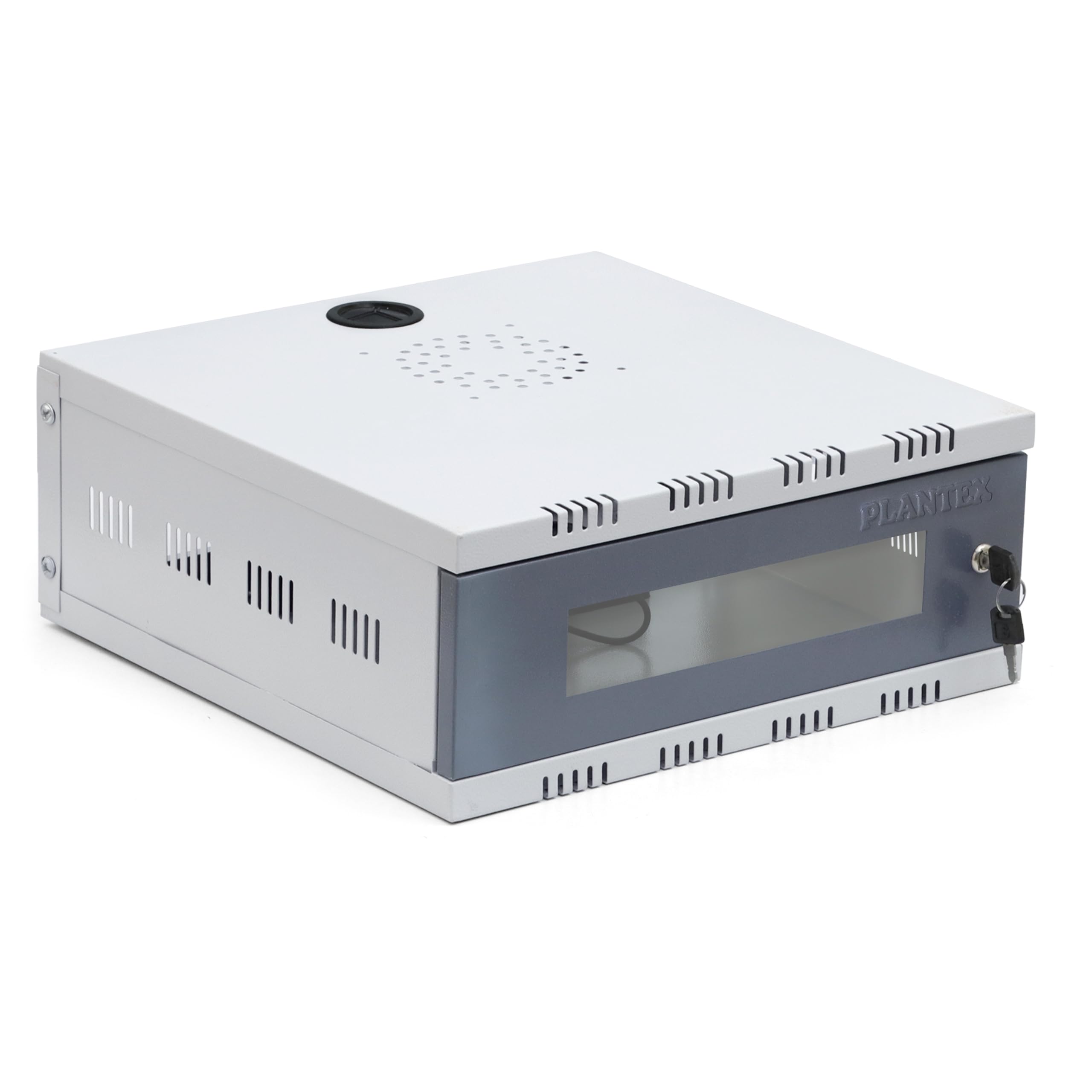 Plantex 2U Metal Wall Mount CCTV/DVR Rack with Lock - White - Compatible with DVR, NVR, Router, Server, Set-top Box, Wifi Modem, CCTV