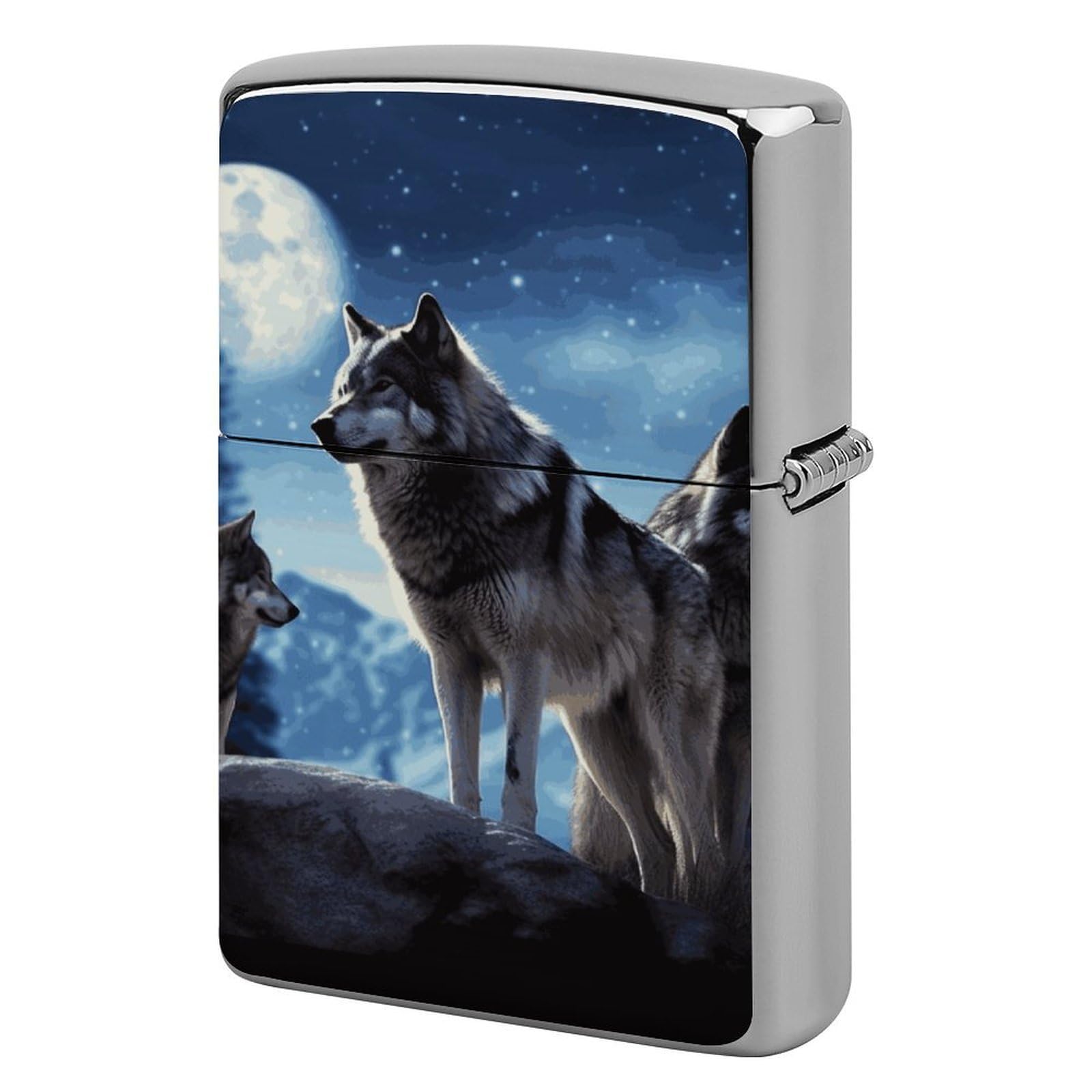 Wolfs Lighter Case Vintage Metal Lighter Cover Reusable Lighter Protective Sleeve Unique Design Personalized Lighter Sleeve Holder Against Dust and Scratches