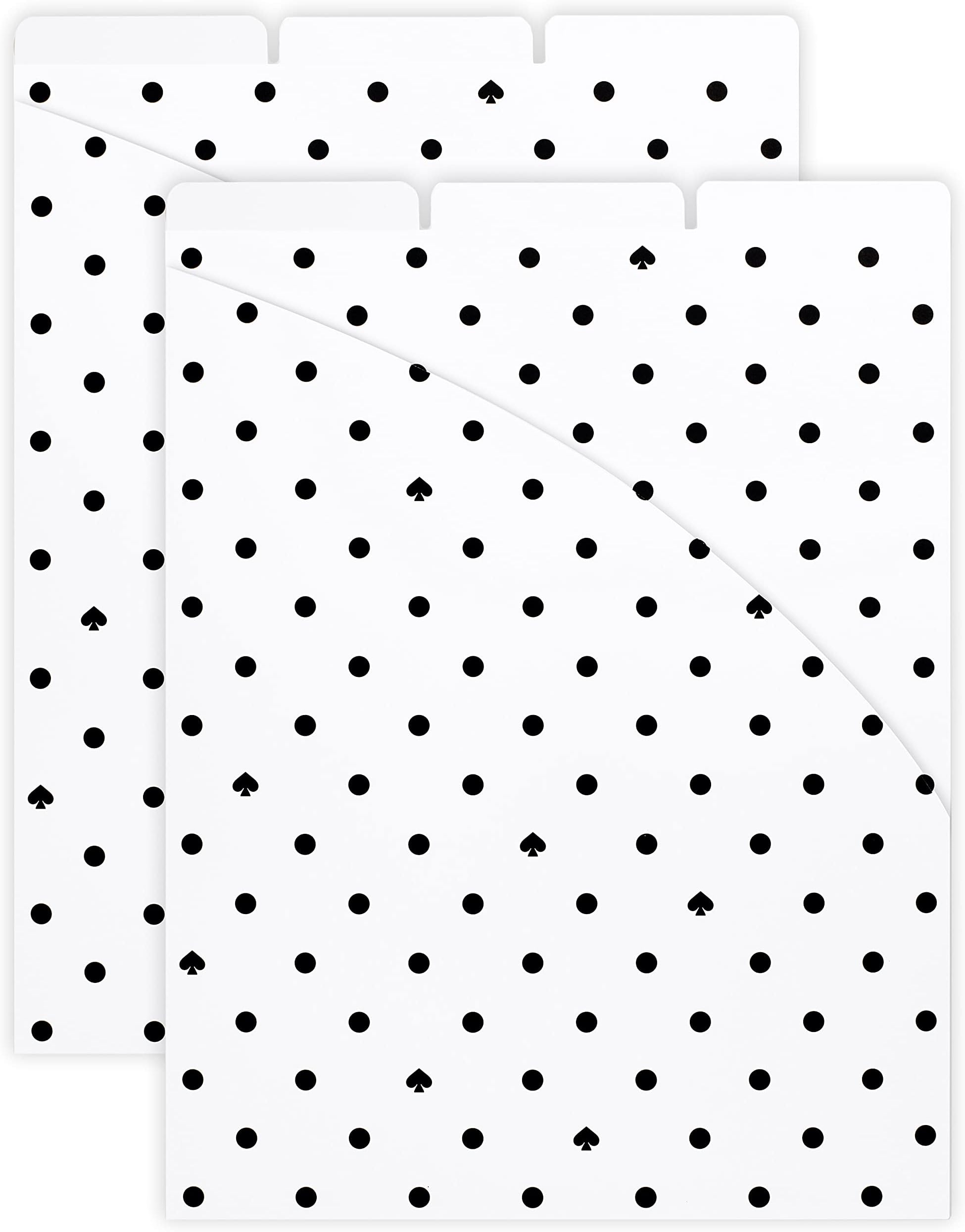 Kate Spade New York Vertical File Folder Set of 6, Letter Size/A4 Filing Organizers with Sticker Labels, Black Spade Dot