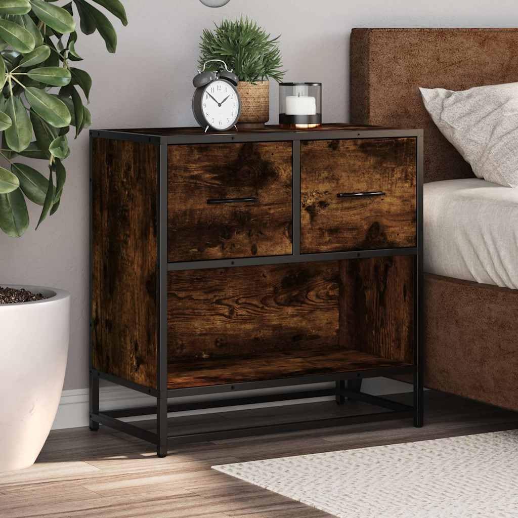 Nachttisch aus Holzwerkstoff mit Metallgestell, robuster Beistelltisch mit großer Ablagefläche und Stauraum für Wohnzimmer und Schlafzimmer